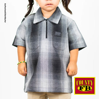 FB County Kid's 1/2 Half Zip Checker Short Sleeve Shirt