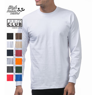 PROCLUB Men's Heavyweight Long Sleeve T Shirts (Basic Colors)