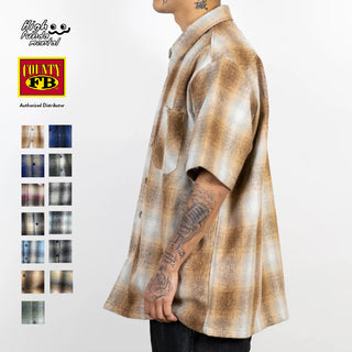 FB COUNTY Wool Checker Short Sleeve Flannel Shirt