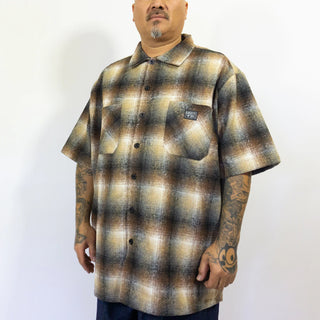 FB COUNTY Wool Checker Short Sleeve Flannel Shirt