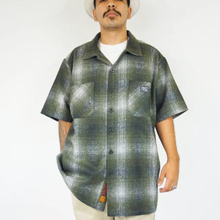 FB COUNTY Wool Checker Short Sleeve Flannel Shirt