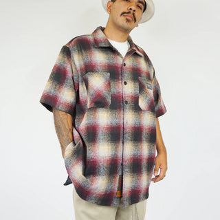 FB COUNTY Wool Checker Short Sleeve Flannel Shirt