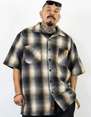 FB County Men's Wool Checker Short Sleeve Flannel Shirts