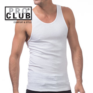 PROCLUB 3 Pack Men's Slim-Fit Cotton Ribbed A-Shirt