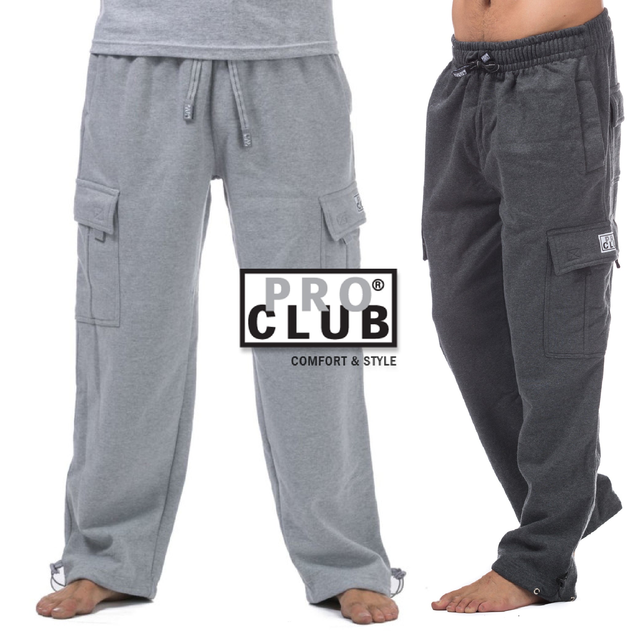 Pro Club Men's Heavyweight Fleece Cargo Pants, 2X-Large, Black