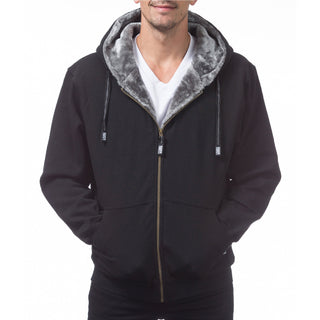 PROCLUB Men's Heavyweight Full-Zip Hooded Pile Jacket Fur-Insulated Coat