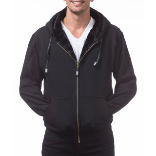 PROCLUB Men's Heavyweight Full-Zip Hooded Pile Jacket Fur-Insulated Coat
