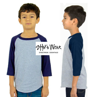 ShakaWear Kids 6.0 Oz 3/4 Sleeve Baseball Raglan Tee